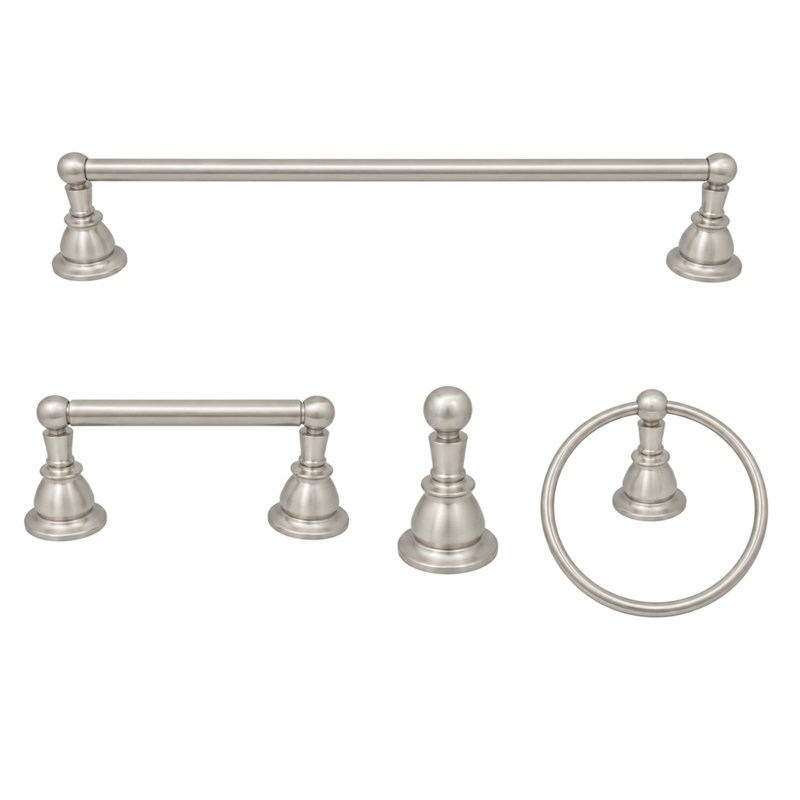 Ensemble de quincaillerie pour salle de bain 4 pièces Rio Grande P4BRIO18, Nickel mat