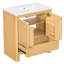 Meuble-lavabo moderne de 30 po avec lavabo en céramique, grain de bois naturel, cadre en bois massif et beaucoup de rangement-800059084