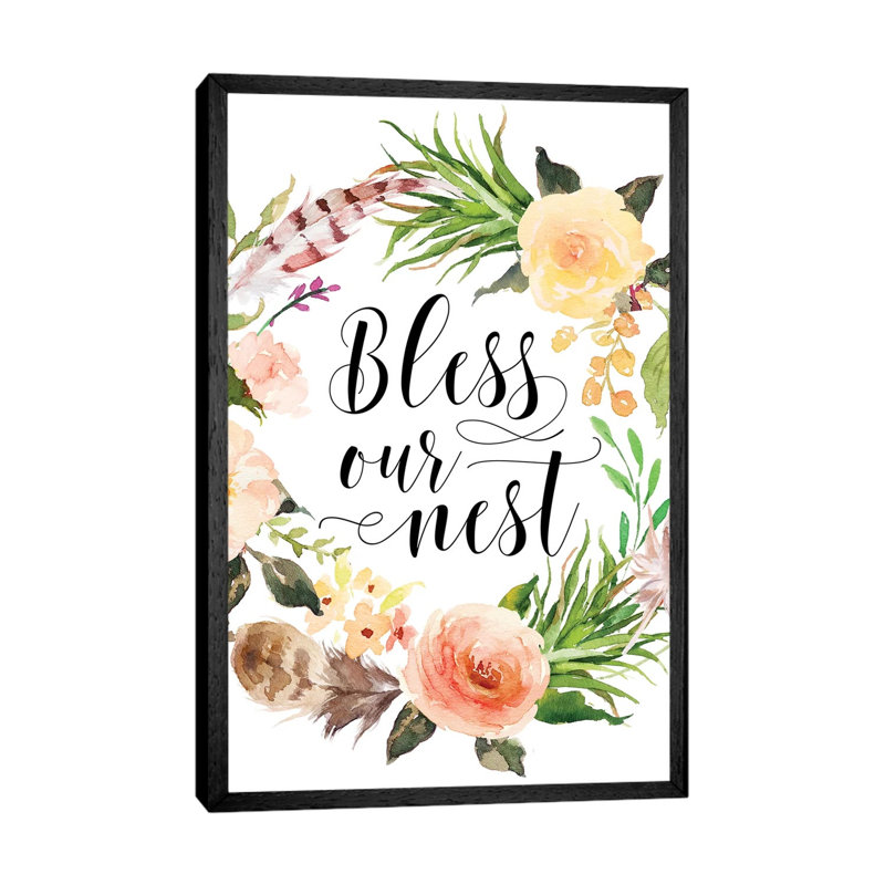 Bless Our Nest - Print on Canvas, 101.6 cm H x 66.04 cm W, Black Framed