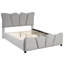 Lit plateforme tapissier en velours gris - Style polyvalent et sensation de confort moderne-1112836324