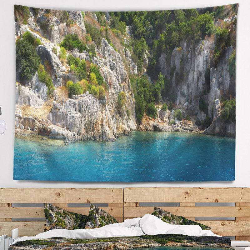Paysage, belle Turquie, plage tropicale, tapisserie, H 32 po x l 39 po