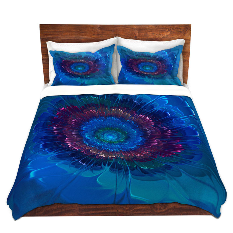 Housse de couette en microfibre bleu / mauve , Grand