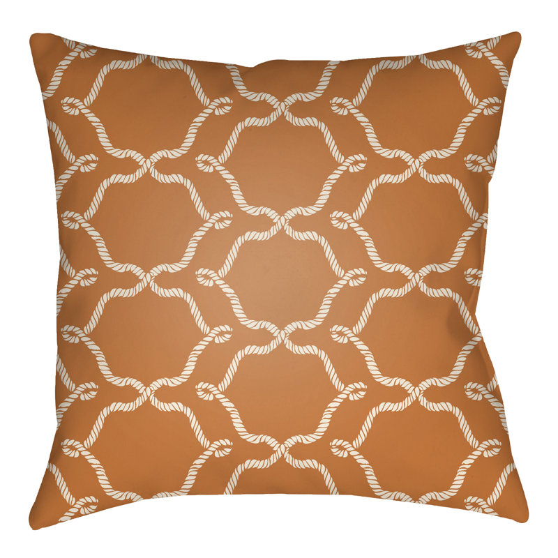 Litchfield Conway Indoor/Outdoor Geometric Throw Pillow, Tangerine/Ivory, 20" H x 20" W
