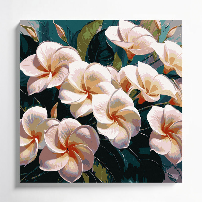 Art mural sur toile Botanical Plumeria, H 12 po x l 12 po