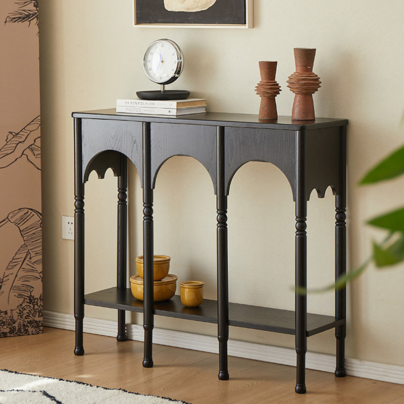 Console en bois massif de style français., Noir