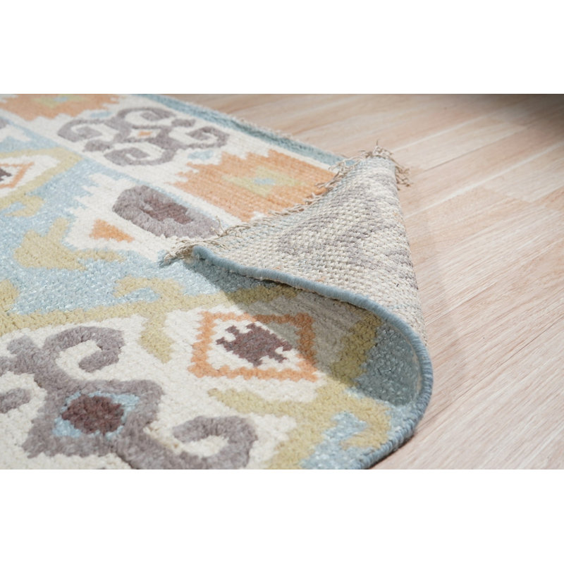 Handmade Wool Geometric Area Rug, 6' x 9'