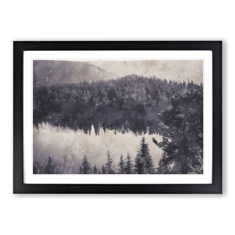 Forest and Lake Vol.2 - Framed Print, 36cm H x 48cm W x 2cm D, Black Framed