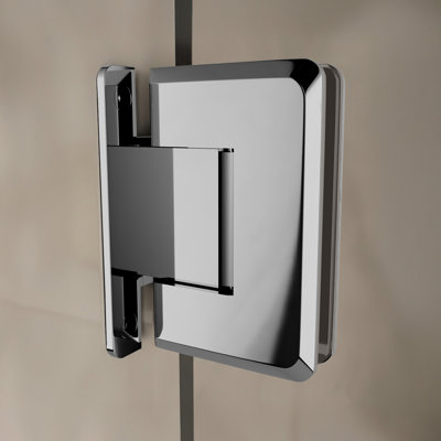 Brixwell C037CH Wall Mount H-Back Plate Brass Hinge For 3/8" To 1/2" Glass Thickness 4" Height Polished Chrome Finish