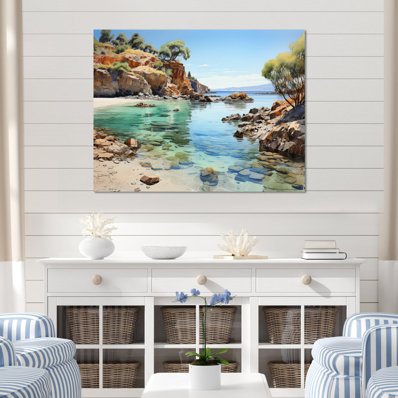 Rocky Beach Seaside Reflections II - Nautical & Beach Wall Decor, H 12 po x l 20 po x P 1 po, Toile tendue