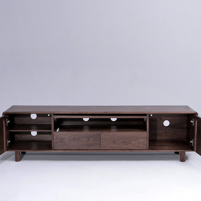 Meuble télé de salon en bois massif, 70.87"