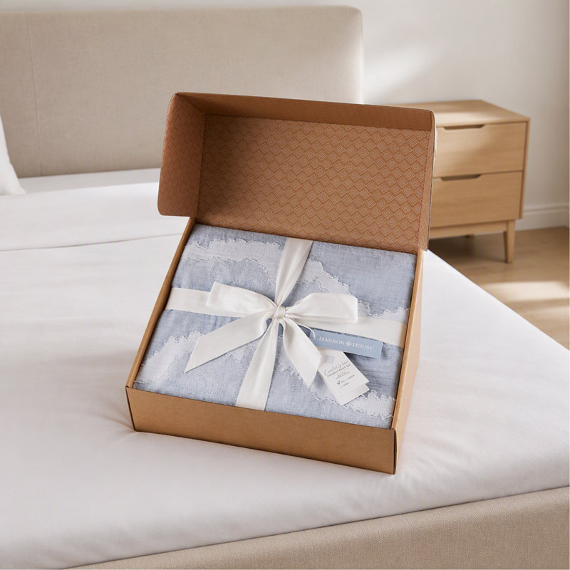 Ensemble de housse de couette pour lit double / grand en coton 3 pièces, bleu