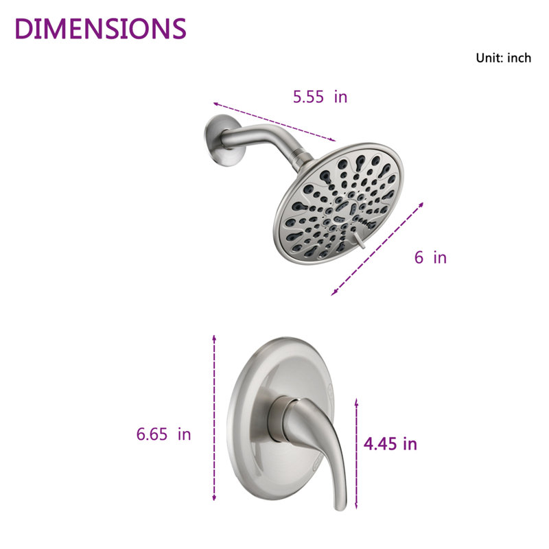 Single Handle 6-Functions Shower Head Set (Valve Included)