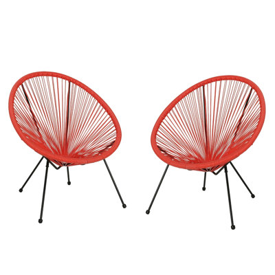 Chaise orange orange pour 2 personnes avec structure tissée et acier, tissage pour un confort optimal à l'extérieur, chaises de style moderne A 2, durabilité de la structure, style classique, design