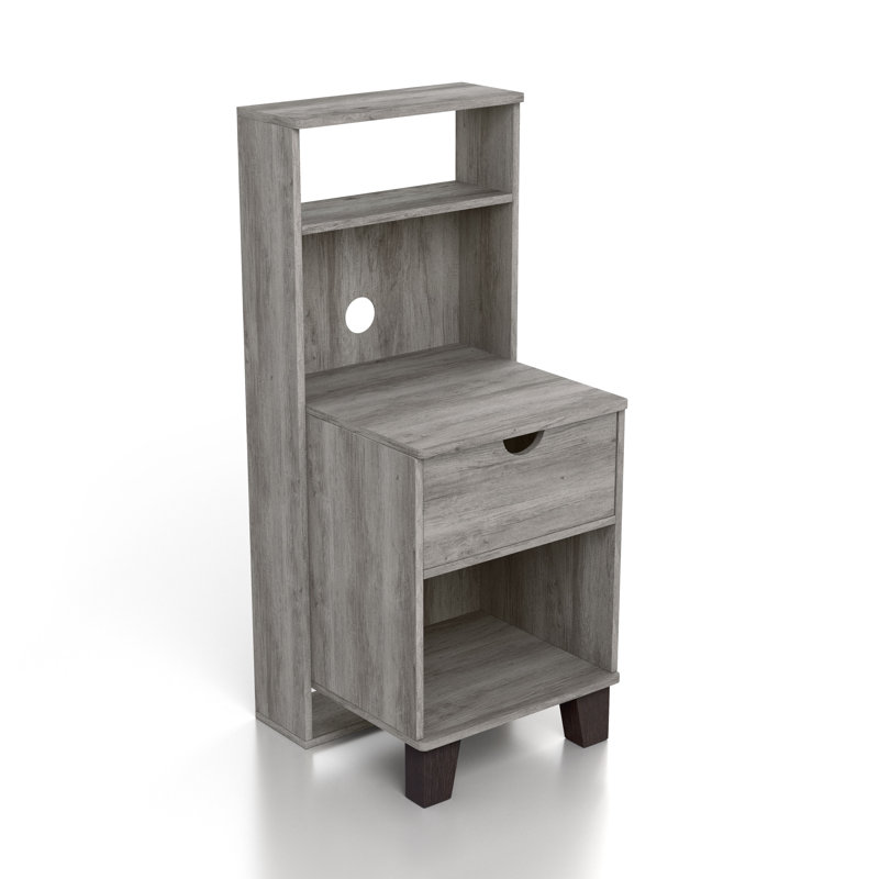 Table de chevet avec rangement Hibaaq, Gris