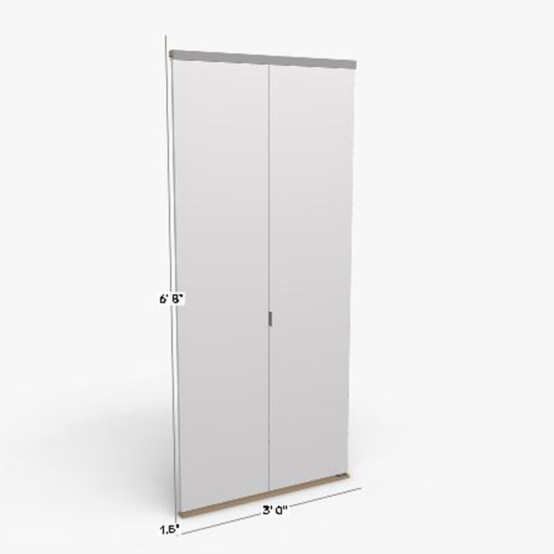 Porte pliante encastrée en bois manufacturé apprêté, 36 po x 80 po, Chrome peint