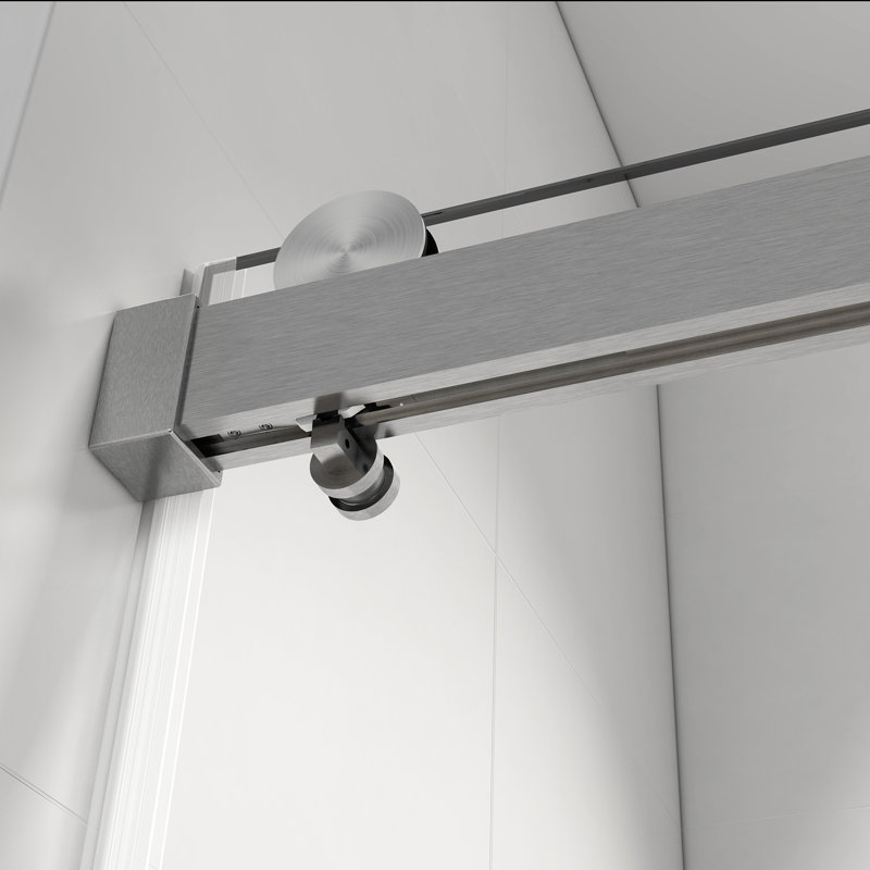56" - 60" W X 76" H Frameless Shower Door Soft-Closing Single Sliding, 1/4" (6Mm) Tempered Glass With Explosion-Proof Coating, Brushed Nickel GF-24D01-60BNX