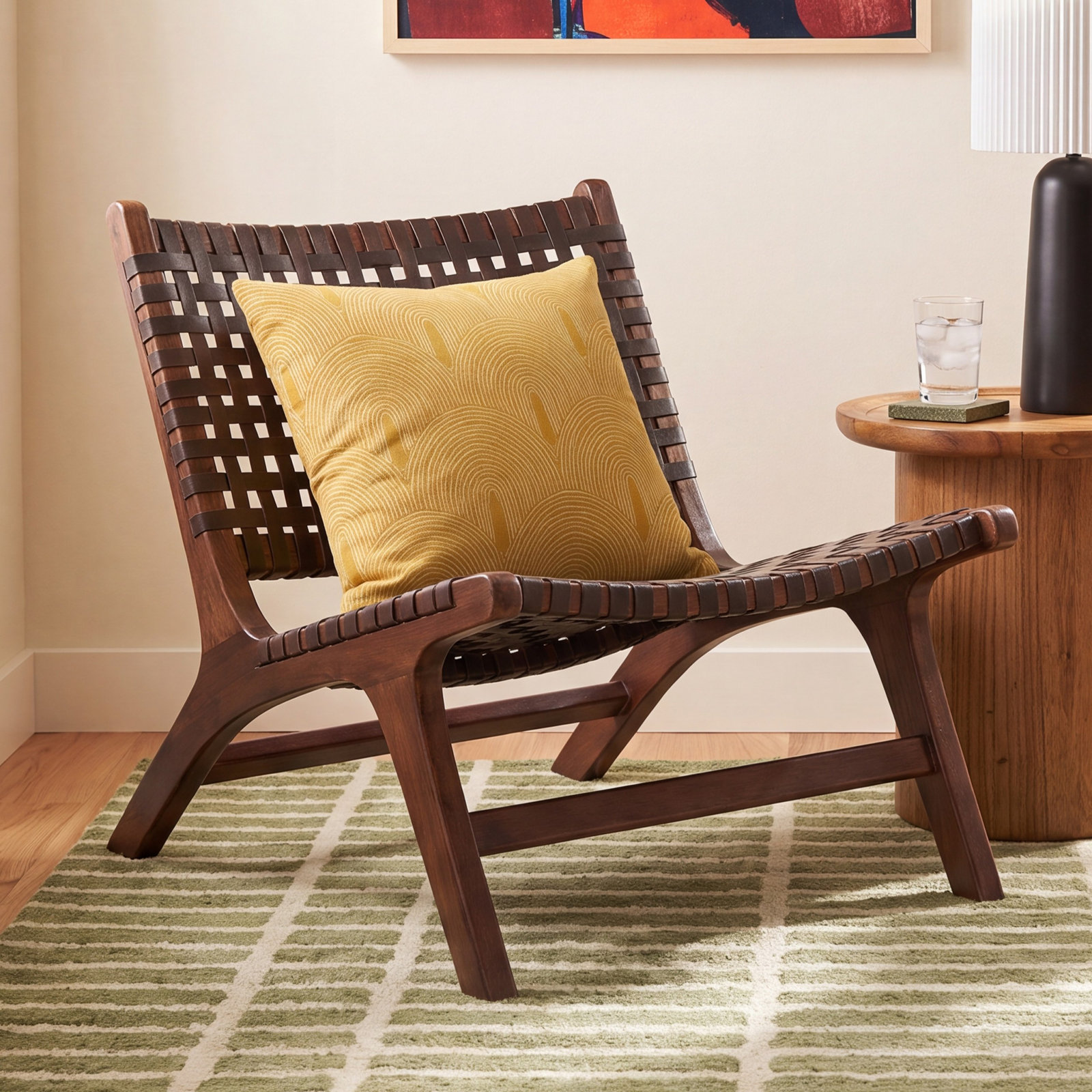 Denman Genuine Leather Side Chair, Brown