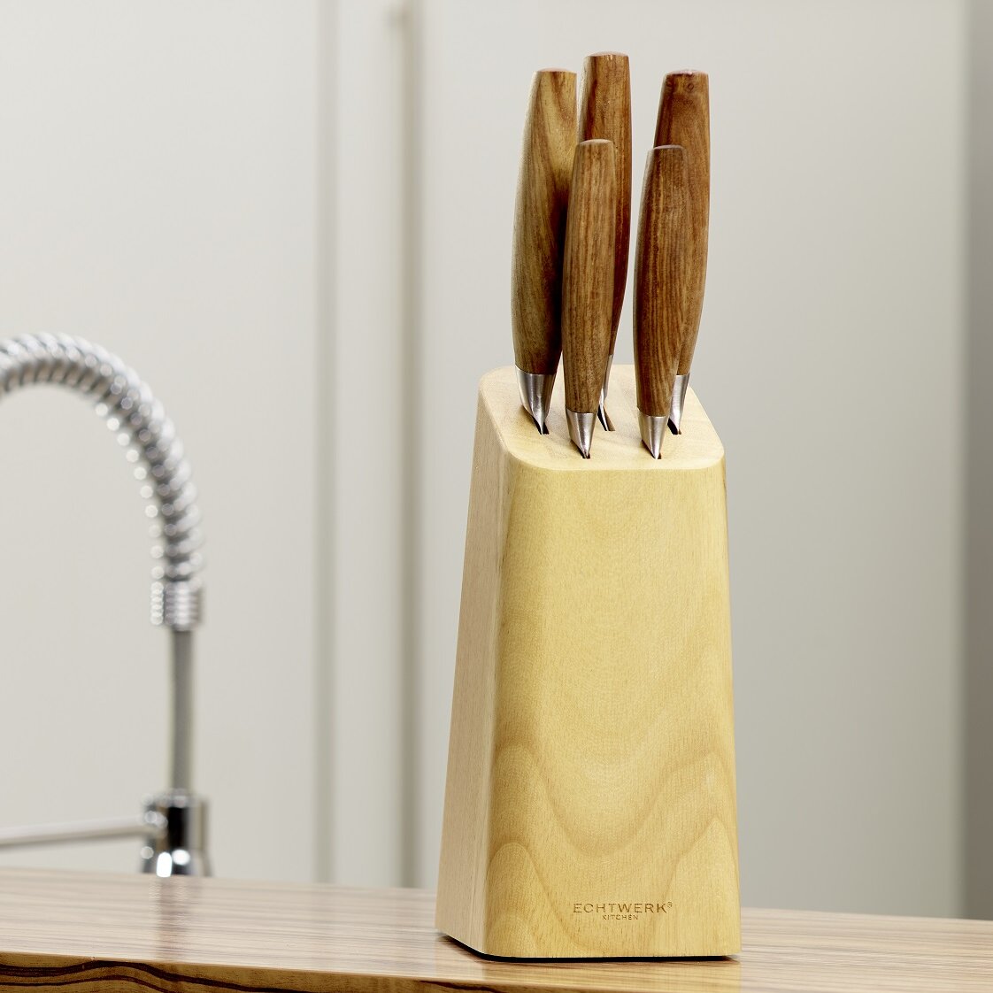 Pakkaholz, mit aus Classic-Edition Holzblock hochwertigem Küchenmesser-Set aus Echtwerk Küchenmesser-Set Bewertungen 6-tlg Stahl, &