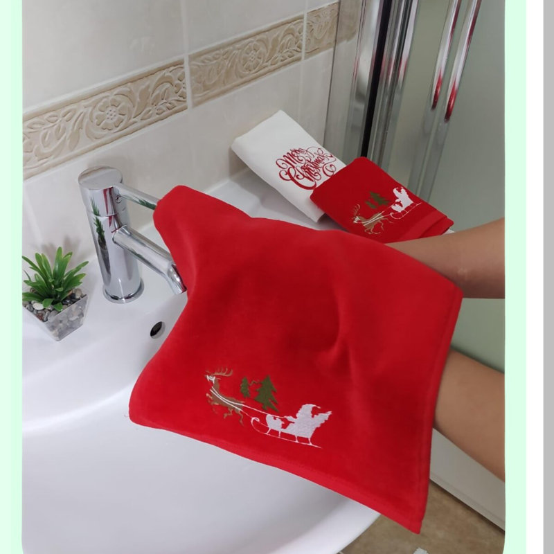 SoftCotton Bliss Hand Towels Set - 100% Cotton, Decorative, 12x20 Inches, Perfect for Kitchen & Bathroom, Gift Packed, Light Red, 2-Pack