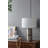 D16x24.4" Hammered Iron Table Lamp With Mango Wood(Lamp Shade Assembly Required)
