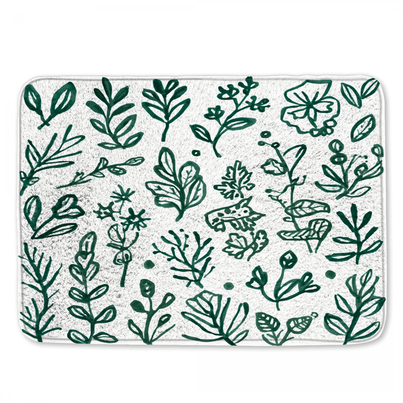 Tapis de bain Green Botanical Illustration, L 34 po x L 21 po