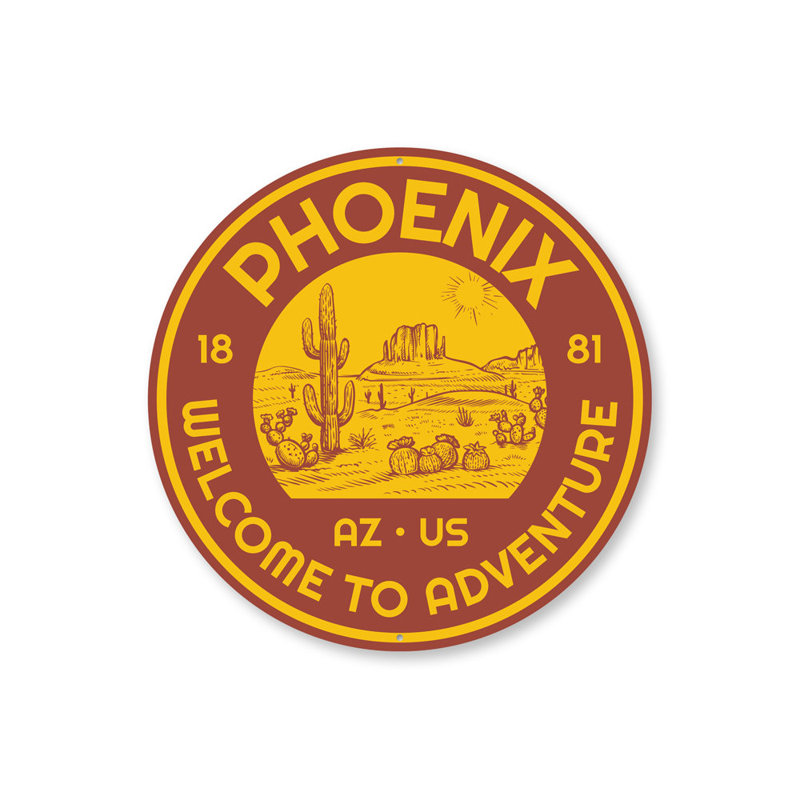Enseigne Phoenix en aluminium, H 12 po x l 12 po x P 0,04 po
