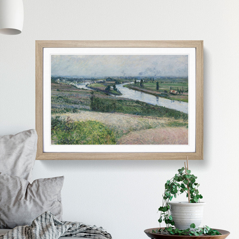 View of the River Seine by Gustave Caillebotte - Picture Frame Painting, 36cm H x 48cm W x 2cm D, Oak