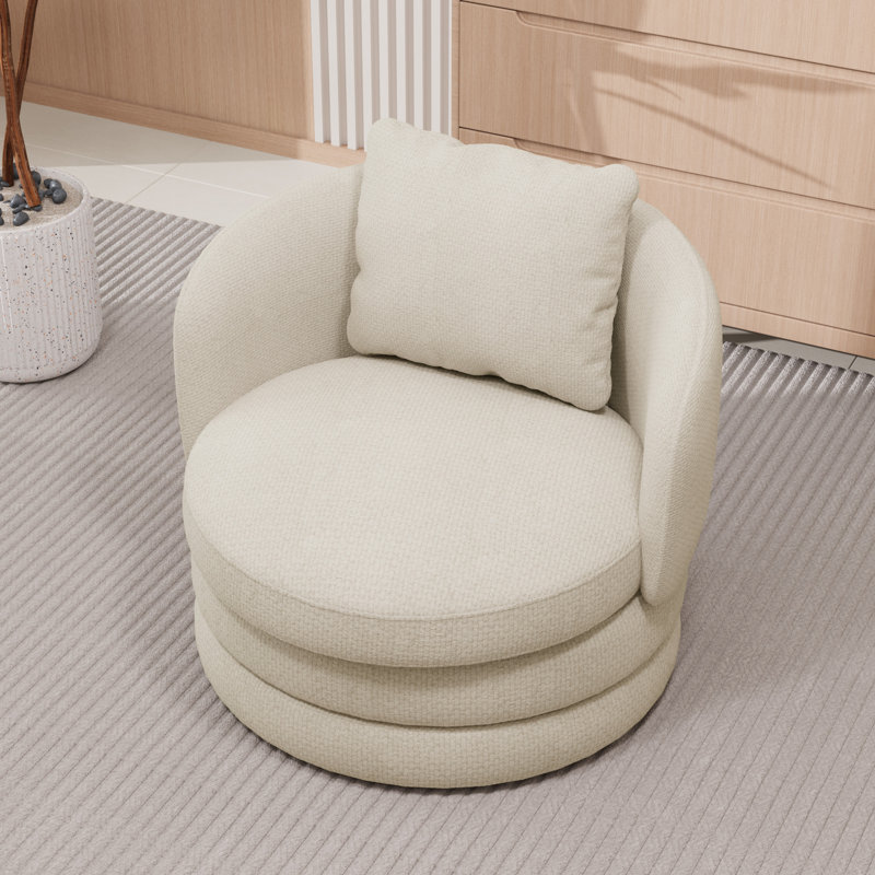 Fauteuil d'appoint large et moderne rembourré, Beige