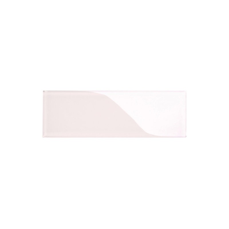 Glass Subway 4" x 12" Wall Tile, Rose Pale Pink