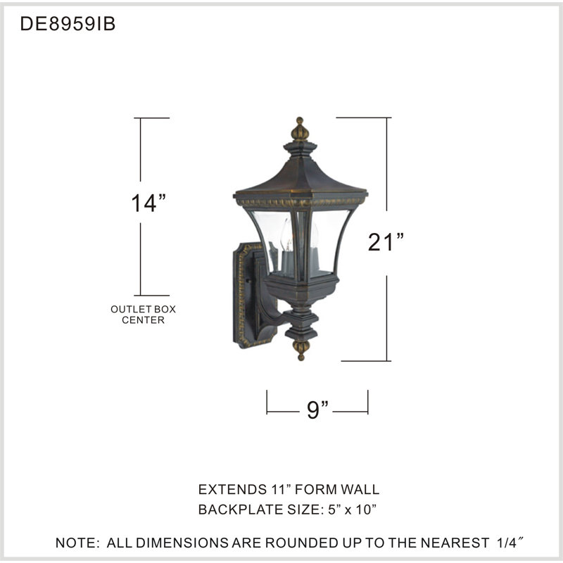Lanterne murale d'extérieur en verre biseauté à 2 ampoules Falnaglass, Bronze impérial