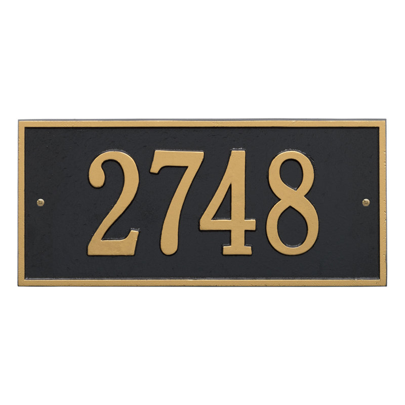 Hartford 1-Line Wall Address Plaque, Black and Gold, Yes