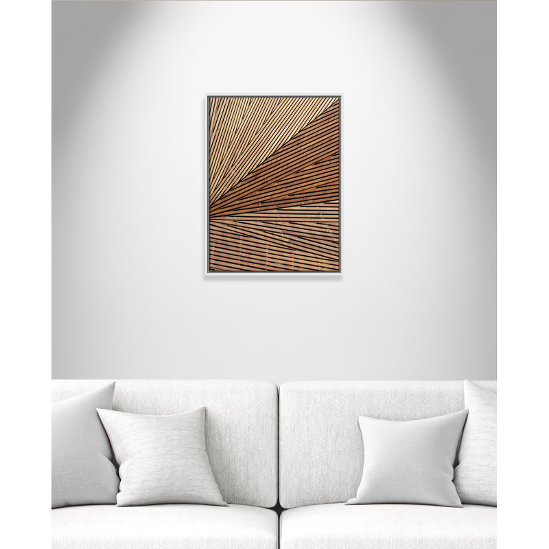 Geometric Wood Panel " Geometric Wood Panel 1 ", 25.5" H x 19.5" W x 2" D, White Framed Canvas