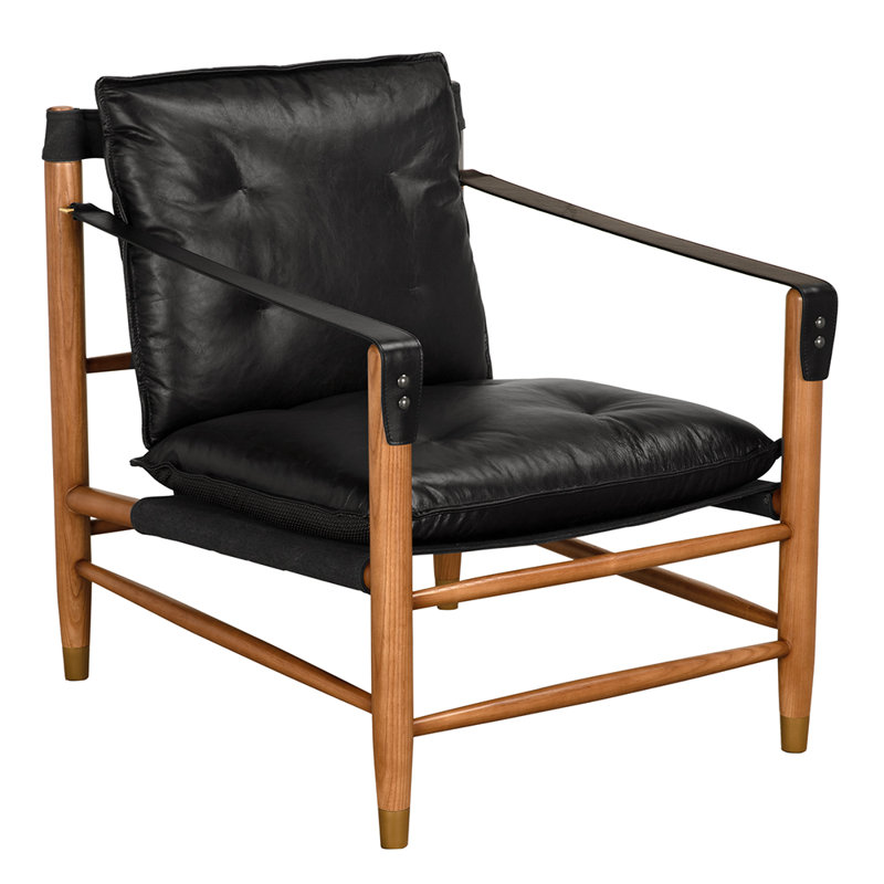 Chaise Luther, cuir noir ébène