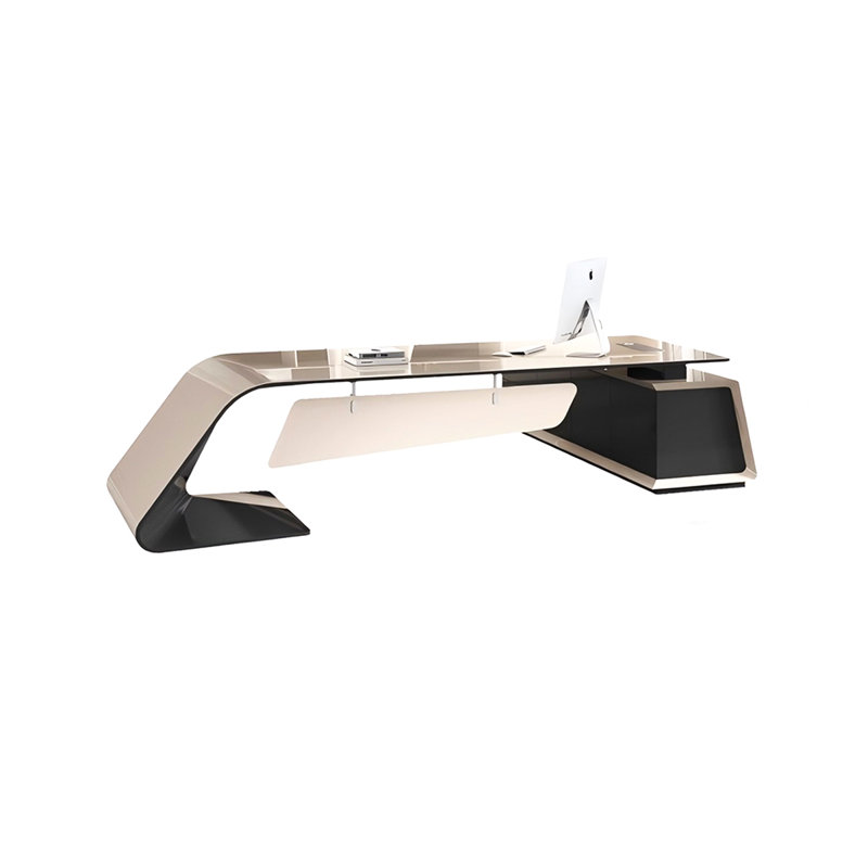 Bureau Burlywood et bois manufacturé noir, H 29,53 po x l 78,74 po x P 62,99 po