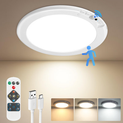 Rechargeable Motion Sensor Ceiling Light With Remote, Battery Operated Ceiling Light No Wiring, Wireless LED Light