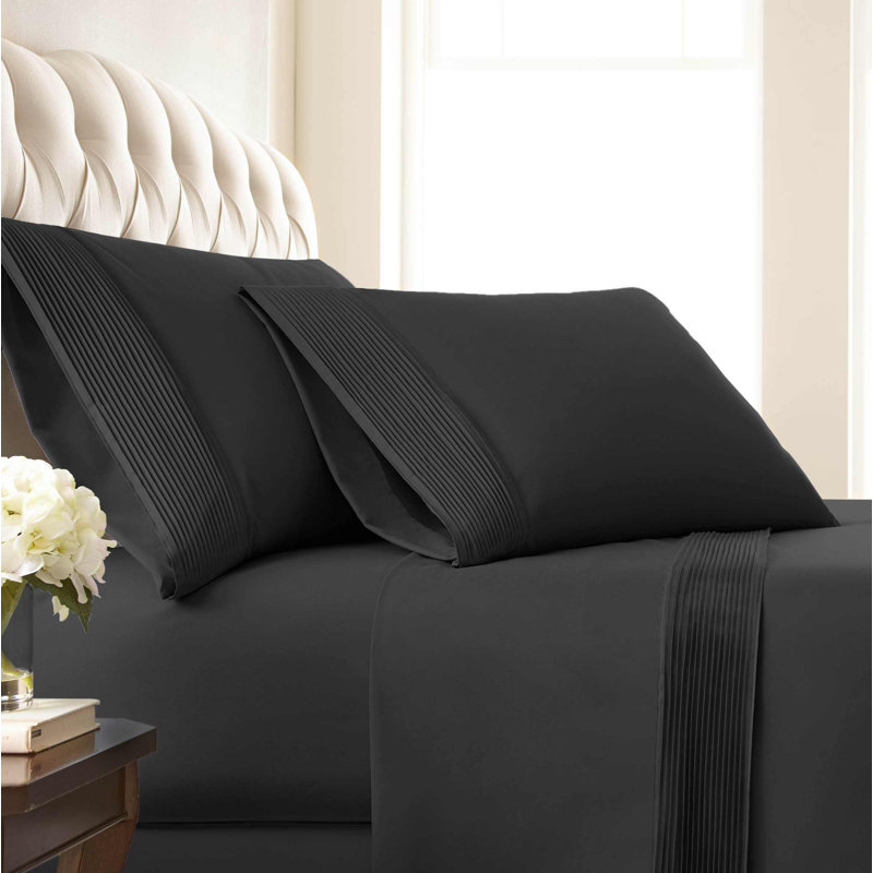 Deux taies d'oreiller à ourlet plissé en microfibre Eldon par Southshore Fine Linens, Noir, Grand