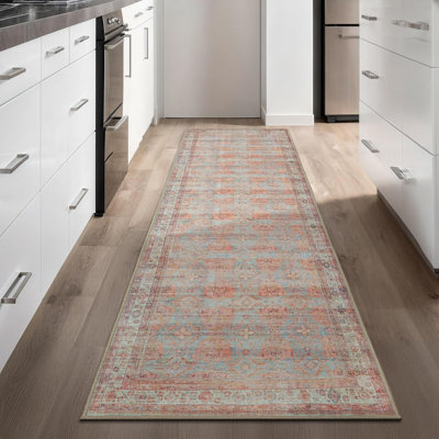 Collection traditionnelle GLN Rugs - tapis lavable à la machine, tapis traditionnel lavable, tapis lavable antidérapant, tapis de salon en chenille à poils courts, tapis de chambre à coucher, tapis de cuisine (tapis multicolore)