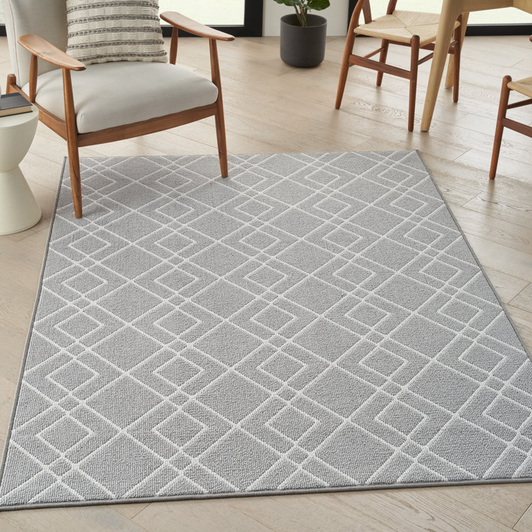 Dijone Geometric Machine Made Power Loom Wool/Polyester Area Rug in Gray