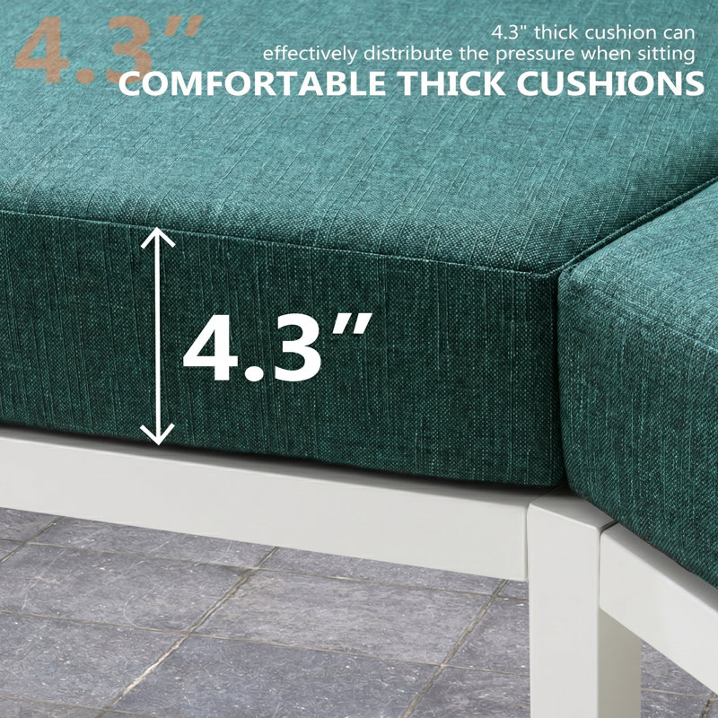 Ensemble de conversation pour patio pour 4 personnes en aluminium avec table, Malachite