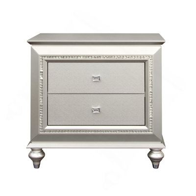 Champagne 2-Drawer Nightstand With Sparkling Trim