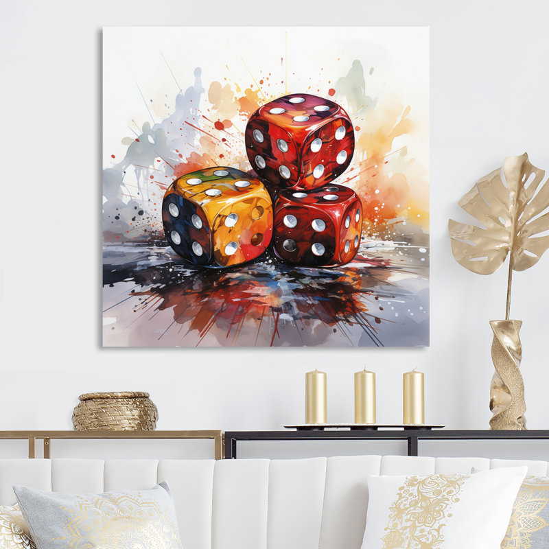 «Casino Royale Dice IV» sur toile, H 24 po x l 24 po x P 1 po, Toile tendue