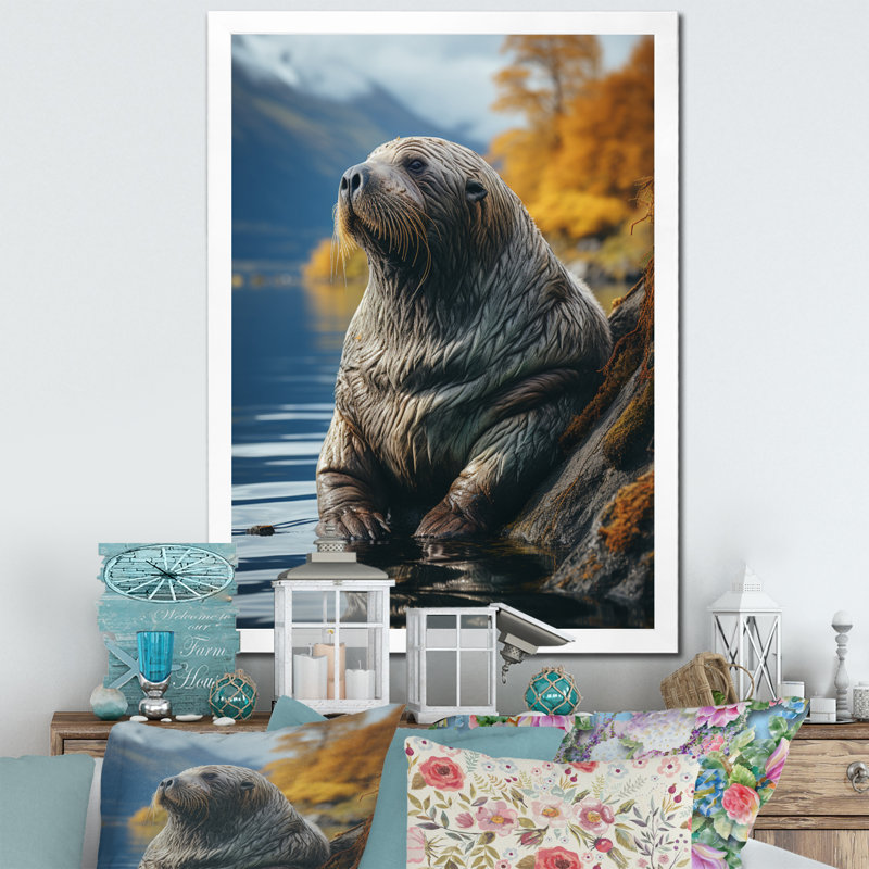 Morse des reflets côtiers sur toile, H 44 po x l 34 po x P 1,5 po, Cadre simple blanc
