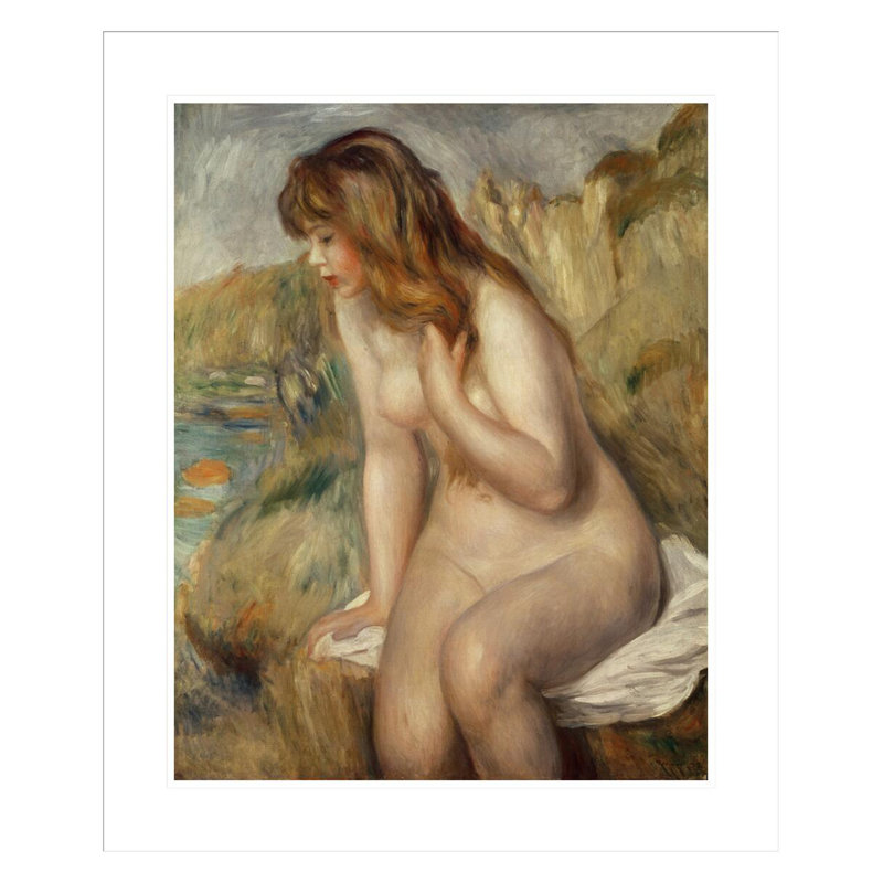 Baigneuse assise sur un rocher par Pierre-Auguste Renoir, H 28,1 po x l 23,5 po