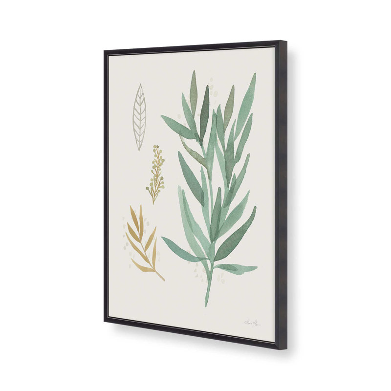 «Earthy Greens in Bloom IV», reproduction, Cadre de coin ouvert en zinc patiné, H 15,25 po x l 12,25 po