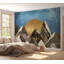 Murale abstraite pelez et collez - Coucher de soleil géométrique sur la montagne-910673621