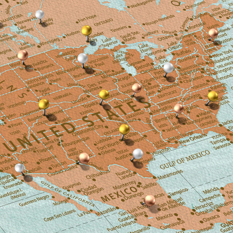 Carte du monde Personalized Adventures II, H 30 po x l 45 po, Oui