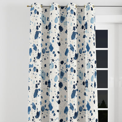 Rideaux à œillets abstraits - bleu moderne et crème - 1 panneau