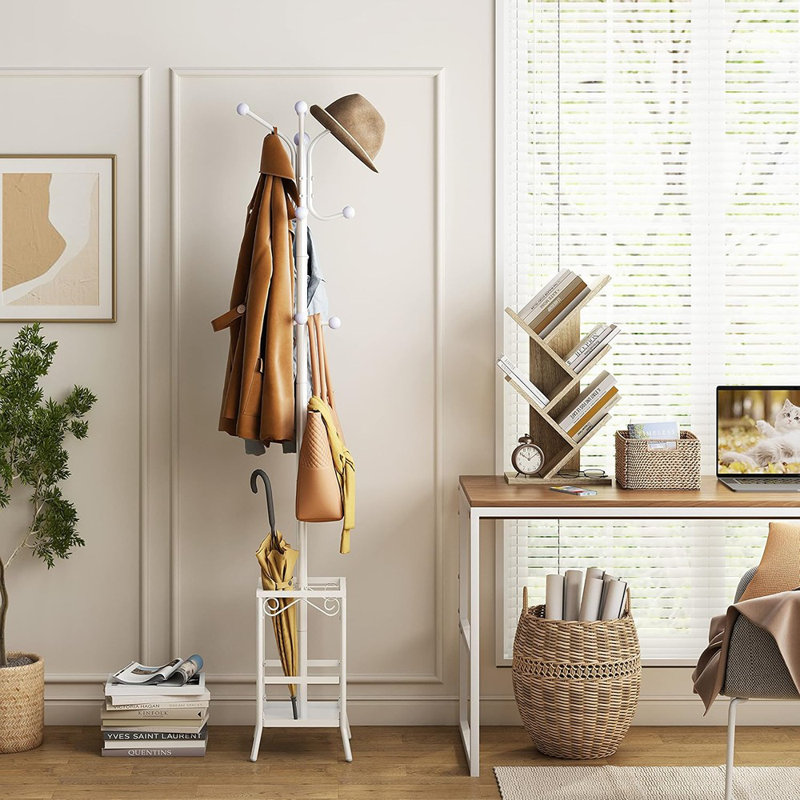 Tree Bookshelf, Book Storage Organizer Shelves Floor Stan..., (4 Shelves) 4"H x 14"W x 8"D, Oak