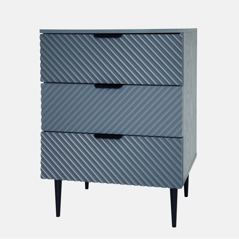 Commode 3 tiroirs Kirstina, Bleu