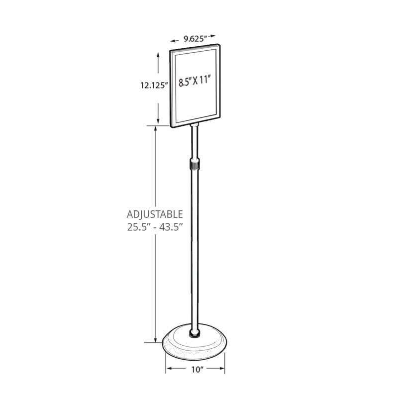 Silver Chrome Plated Metal Floor Standing Sign Holder
